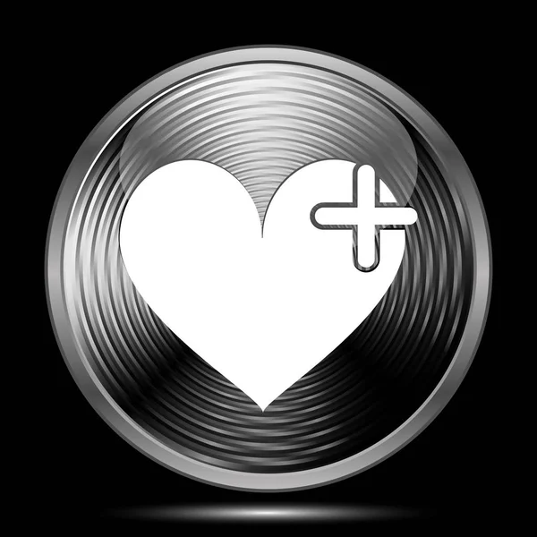 Corazón Con Icono Cruz Botón Internet Sobre Fondo Negro — Foto de Stock