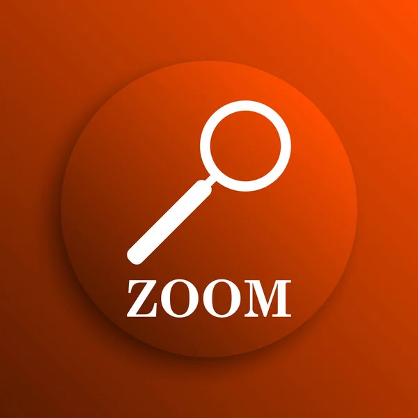 Zoom Avec Icône Loupe Bouton Internet Sur Fond Orange — Photo