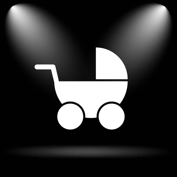 Het Pictogram Van Kinderwagen Internet Knop Zwarte Achtergrond — Stockfoto