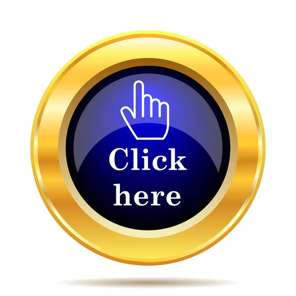 Clique Aqui Ícone Botão Internet Fundo Branco — Fotografia de Stock