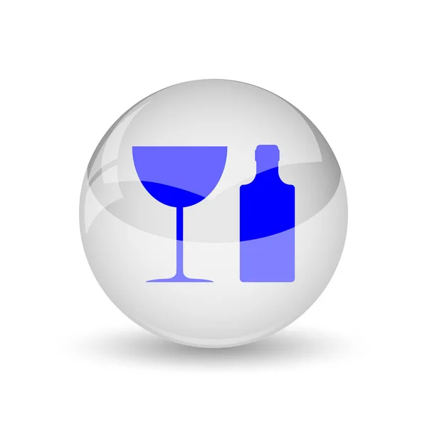 Μπουκάλι Και Ποτήρι Εικονίδιο Κουμπί Internet Άσπρο Φόντο — Φωτογραφία Αρχείου