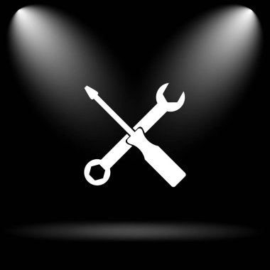 Araçlar simgesi. Siyah arka plan üzerine Internet düğmesi