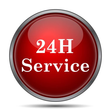 24 saat hizmet simgesi. Beyaz arka plan üzerinde Internet düğmesi