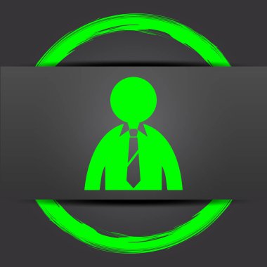 İş adamı simgesi. Internet düğmesi gri arka plan üzerinde yeşil ile