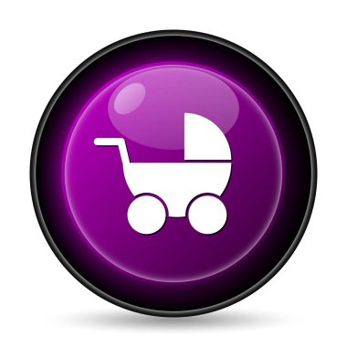 Bebek arabası simgesi. Beyaz arka plan üzerinde Internet düğmesi