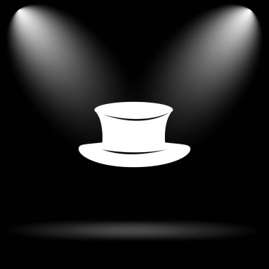 Şapka simgesi. Siyah arka plan üzerine Internet düğmesi