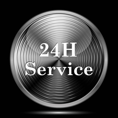 24 saat hizmet simgesi. Siyah arka plan üzerine Internet düğmesi