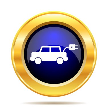 Elektrikli otomobil simgesi. Beyaz arka plan üzerinde Internet düğmesi