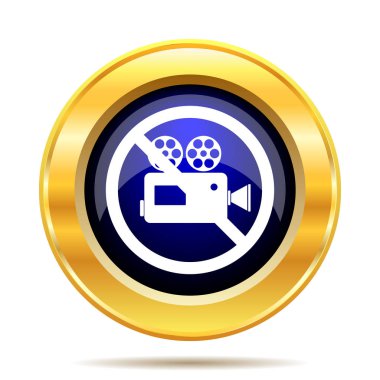 Yasak video kamera simgesi. Beyaz arka plan üzerinde Internet düğmesi