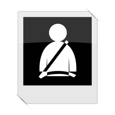 Emniyet kemeri simge içinde beyaz adam fotoğrafı