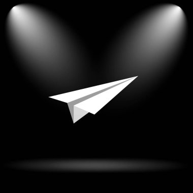 Kağıt Uçak simgesi. Siyah arka plan üzerine Internet düğmesi