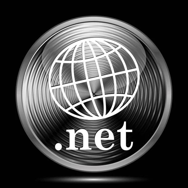 Ícone Rede Botão Internet Fundo Preto — Fotografia de Stock