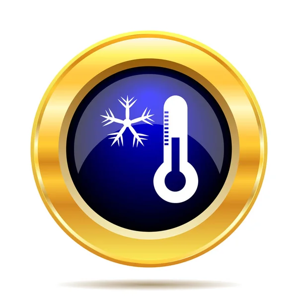 温度計のアイコンとスノーフレーク 白い背景の上のインター ネット ボタン — ストック写真