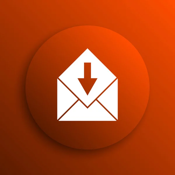 接收电子邮件图标 橙色背景上的互联网按钮 — 图库照片
