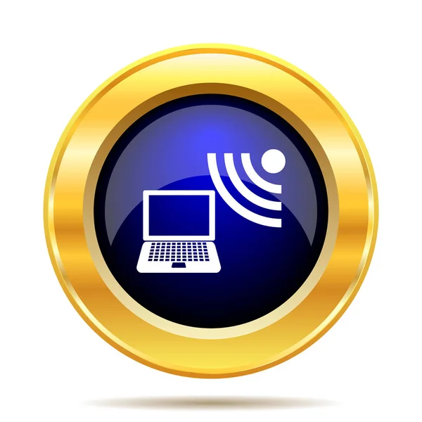 Kabelloses Laptop Symbol Internet Taste Auf Weißem Hintergrund — Stockfoto