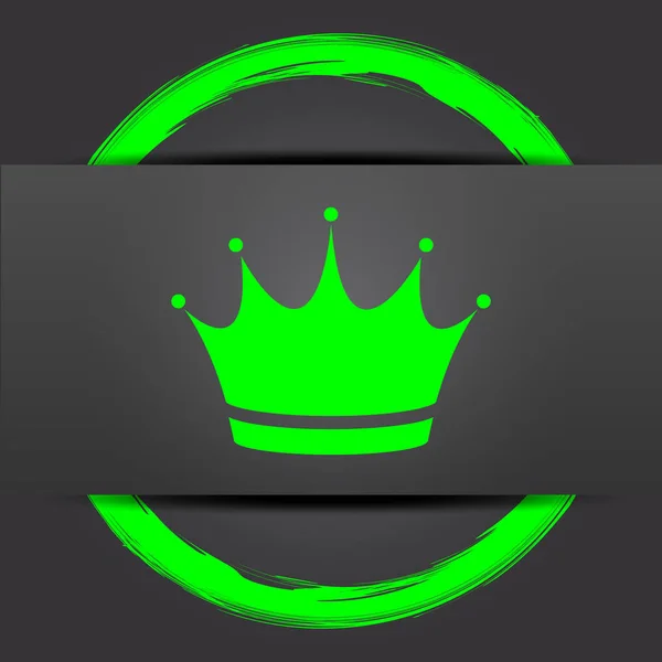 Иконка Короны Кнопка Интернет Зеленым Сером Фоне — стоковое фото