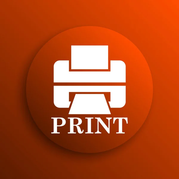Imprimante Avec Mot Imprimer Icône Bouton Internet Sur Fond Orange — Photo