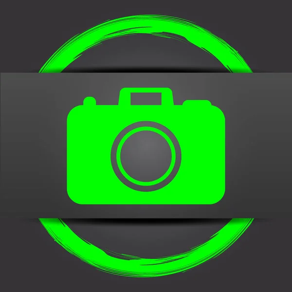 Foto Camera Pictogram Internet Knop Met Green Grijze Achtergrond — Stockfoto