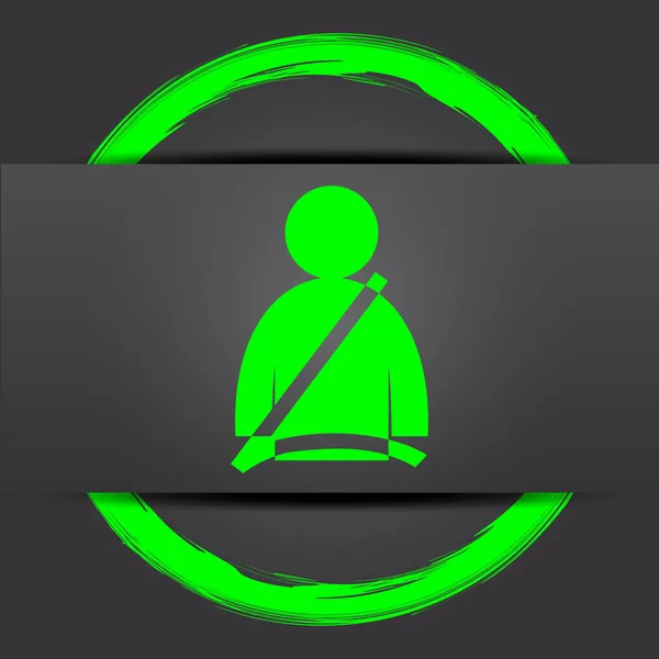 Icona Della Cintura Sicurezza Pulsante Internet Verde Sfondo Grigio — Foto Stock