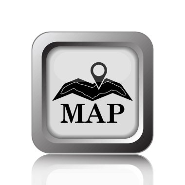 Harita simgesi. Beyaz arka plan üzerinde Internet düğmesi