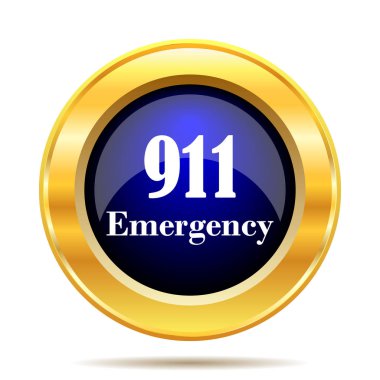 911 acil durum simgesi. Beyaz arka plan üzerinde Internet düğmesi