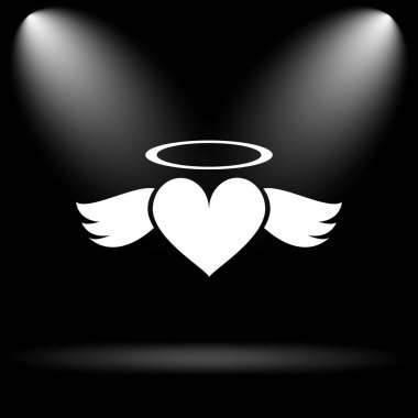 Kalp meleği simgesi. Siyah arka plan üzerine Internet düğmesi