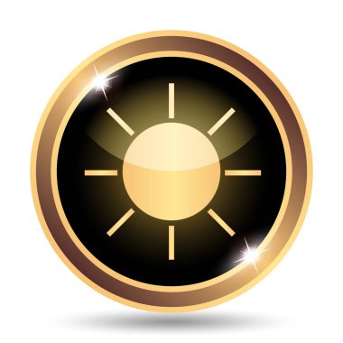 Güneş simgesi. Beyaz arka plan üzerinde Internet düğmesi