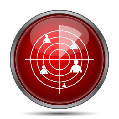 Radar simgesi. Beyaz arka plan üzerinde Internet düğmesi