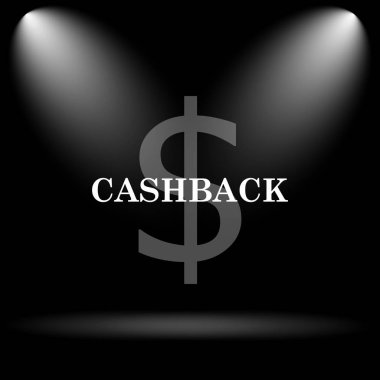 Cashback simgesi. Siyah arka plan üzerine Internet düğmesi