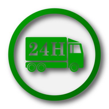 24 saat teslimat kamyonu simgesi. Beyaz arka plan üzerinde Internet düğmesi
