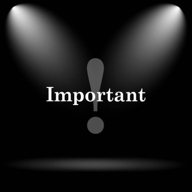 Önemli simgesi. Siyah arka plan üzerine Internet düğmesi