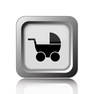 Bebek arabası simgesi. Beyaz arka plan üzerinde Internet düğmesi