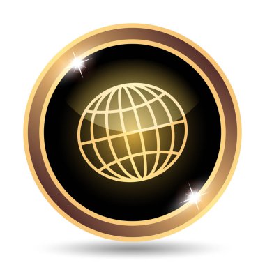 Küre simgesi. Beyaz arka plan üzerinde Internet düğmesi