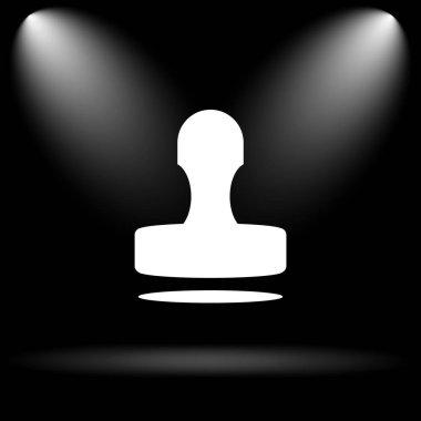 Damga simgesi. Siyah arka plan üzerine Internet düğmesi