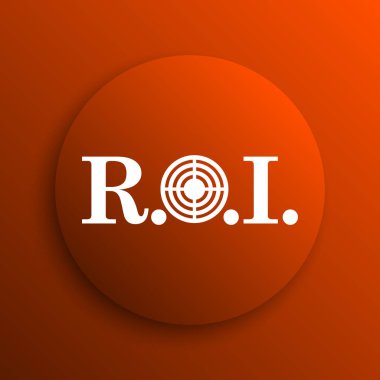 Yatırım getirisi simgesi. Portakal adam Internet düğmesini