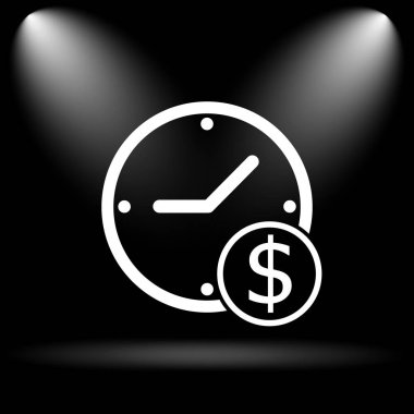 Para simgesi zamanı. Siyah arka plan üzerine Internet düğmesi