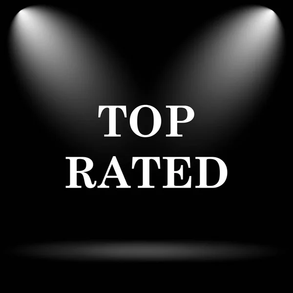 Top rated  icon. Internet button on black background