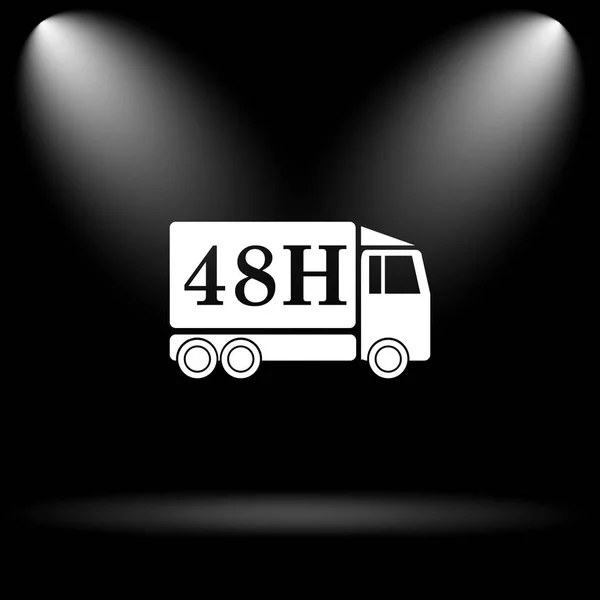 48H Teslimat Kamyonu Simgesi Siyah Arka Plan Üzerine Internet Düğmesi — Stok fotoğraf