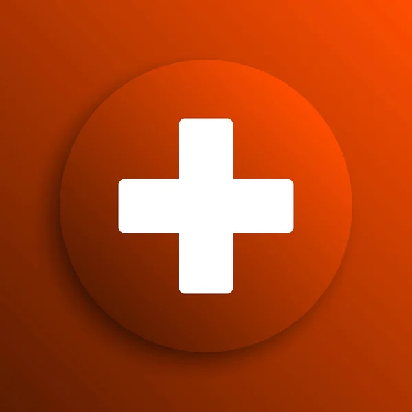 Значок Медицинского Креста Кнопка Интернета Оранжевой Заднице — стоковое фото