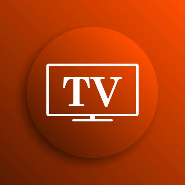 Icono Televisión Botón Internet Sobre Fondo Naranja —  Fotos de Stock