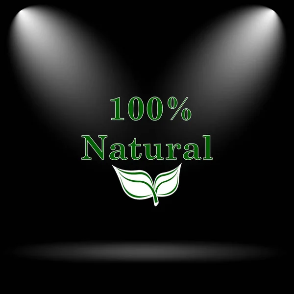 100 Naturalne Ikona Przycisk Internet Czarnym Tle — Zdjęcie stockowe