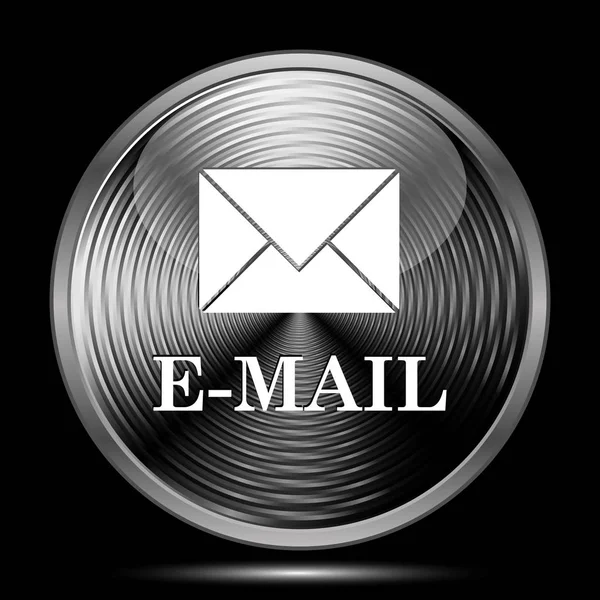 Ícone Mail Botão Internet Fundo Preto — Fotografia de Stock