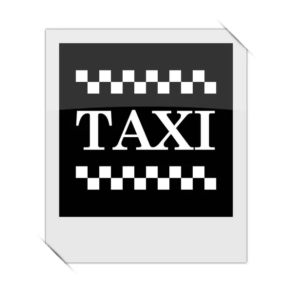 Taxi Ikon Inom Ett Foto Vita Bak — Stockfoto