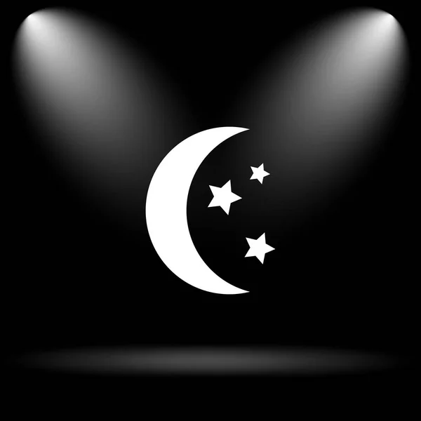 月のアイコン 黒い背景にインター ネット ボタン — ストック写真