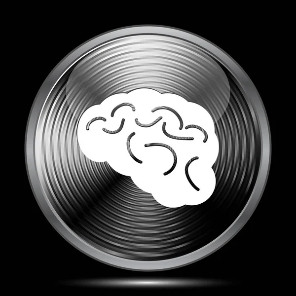 脳のアイコン 黒い背景にインター ネット ボタン — ストック写真