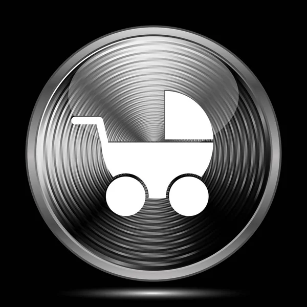 Icono Carro Bebé Botón Internet Sobre Fondo Negro — Foto de Stock