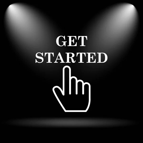 Get started icon. Internet button on black background