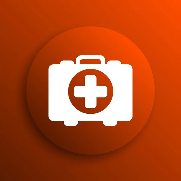 Orvosi Táska Ikonra Narancsszínű Háttér Mintázata Internet Gomb — Stock Fotó