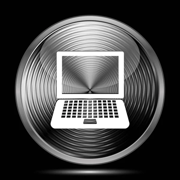 Laptop Ikonen Internet Knappen Svart Bakgrund — Stockfoto
