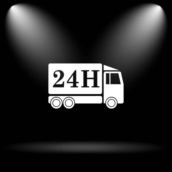 24U Levering Vrachtwagen Pictogram Internet Knop Zwarte Achtergrond — Stockfoto